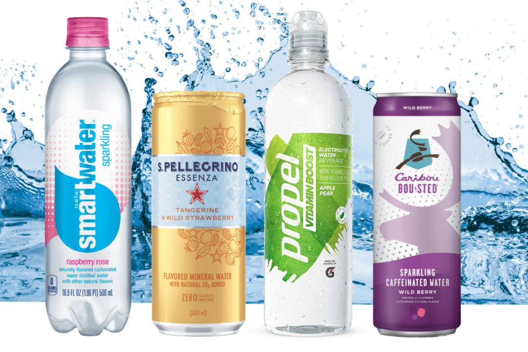 Flavored and functional waters from Coca-Cola, PepsiCo, Nestle and Caribou Coffee