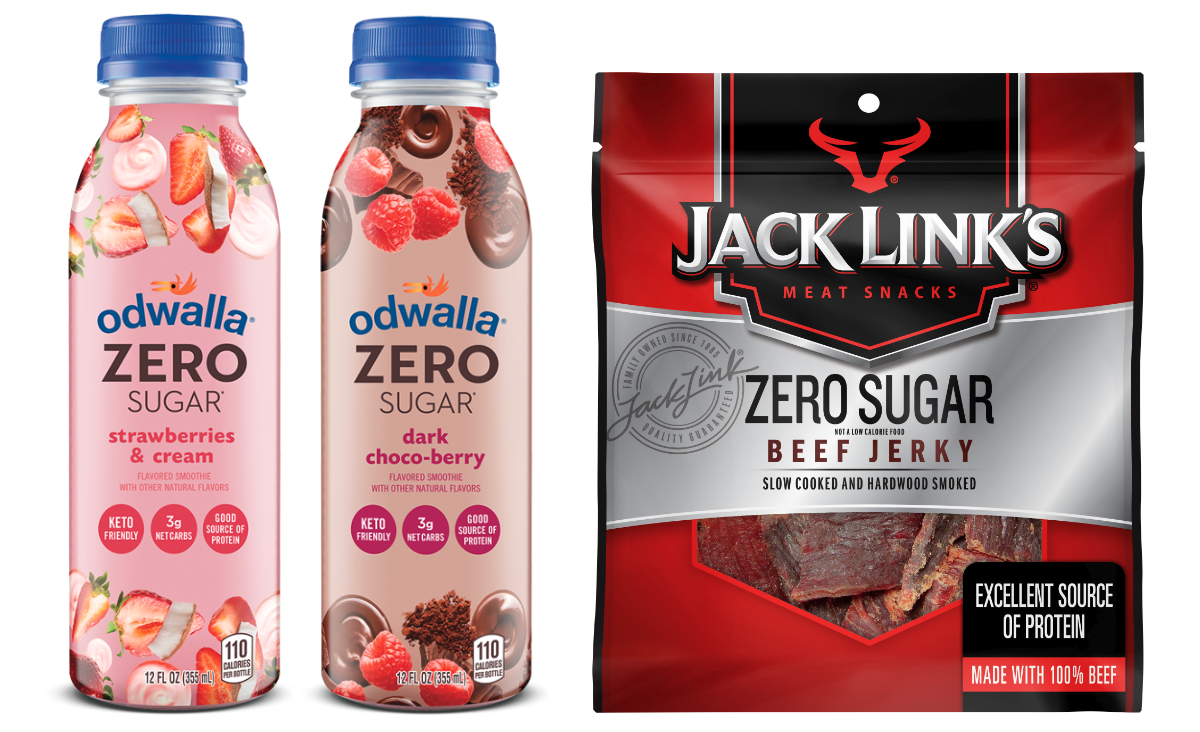 Odwalla Zero-Sugar smoothies and Jack Link’s low sugar jerky