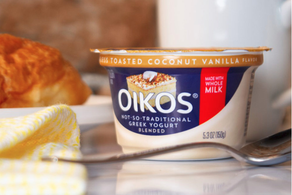 Oikos toasted coconut Greek yogurt, Danone