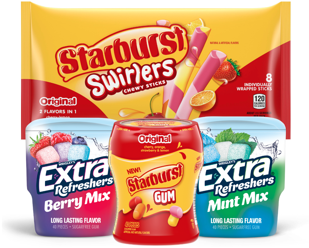 Starburst Swirlers, Starburst gum, Extra Refreshers soft-chew gum