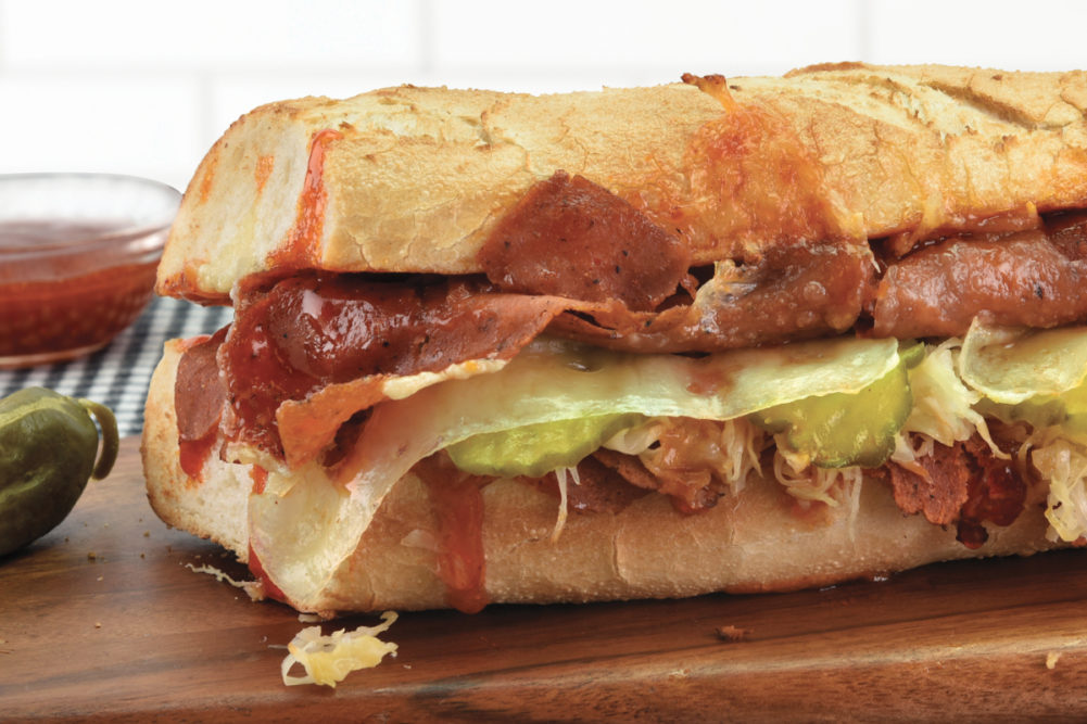 Quiznos plant-based corned beef sandwich