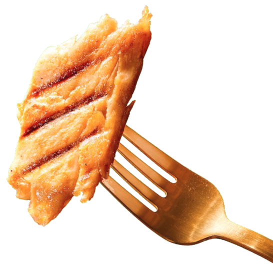 Daring Foods plant-based chicken on fork