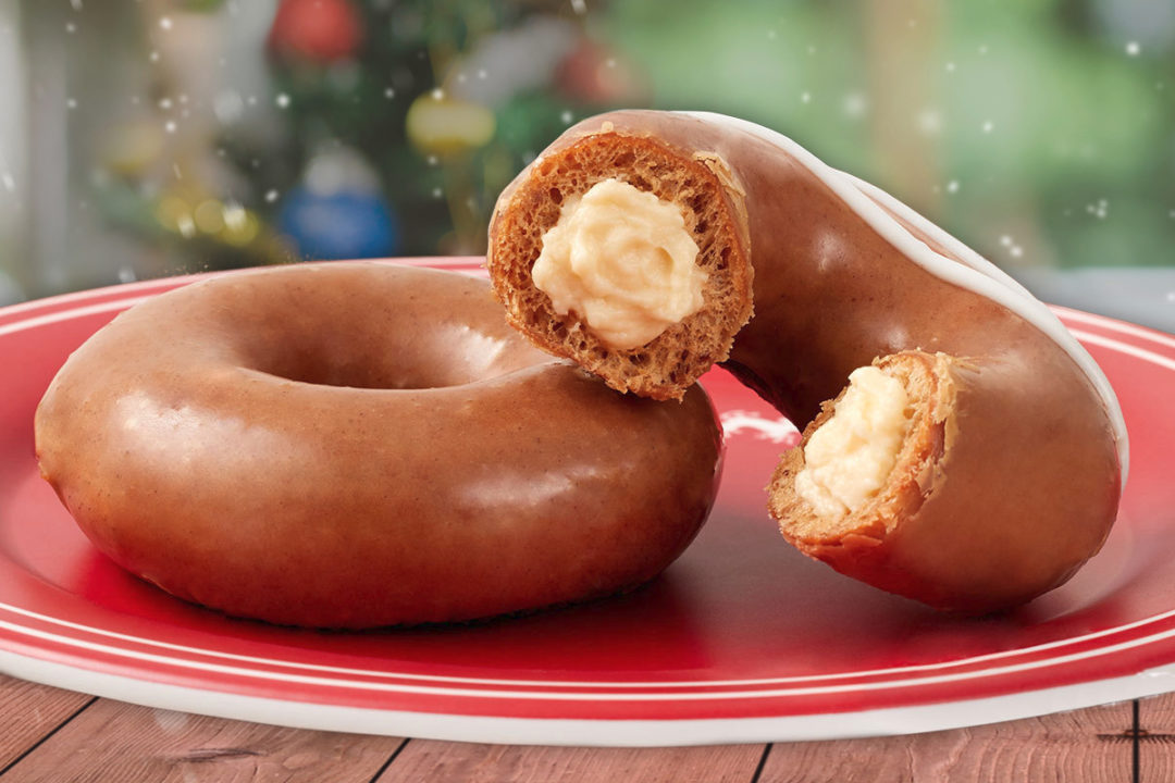 Krispy Kreme Gingerbread Glazed Original Filled with Cheesecake donuts