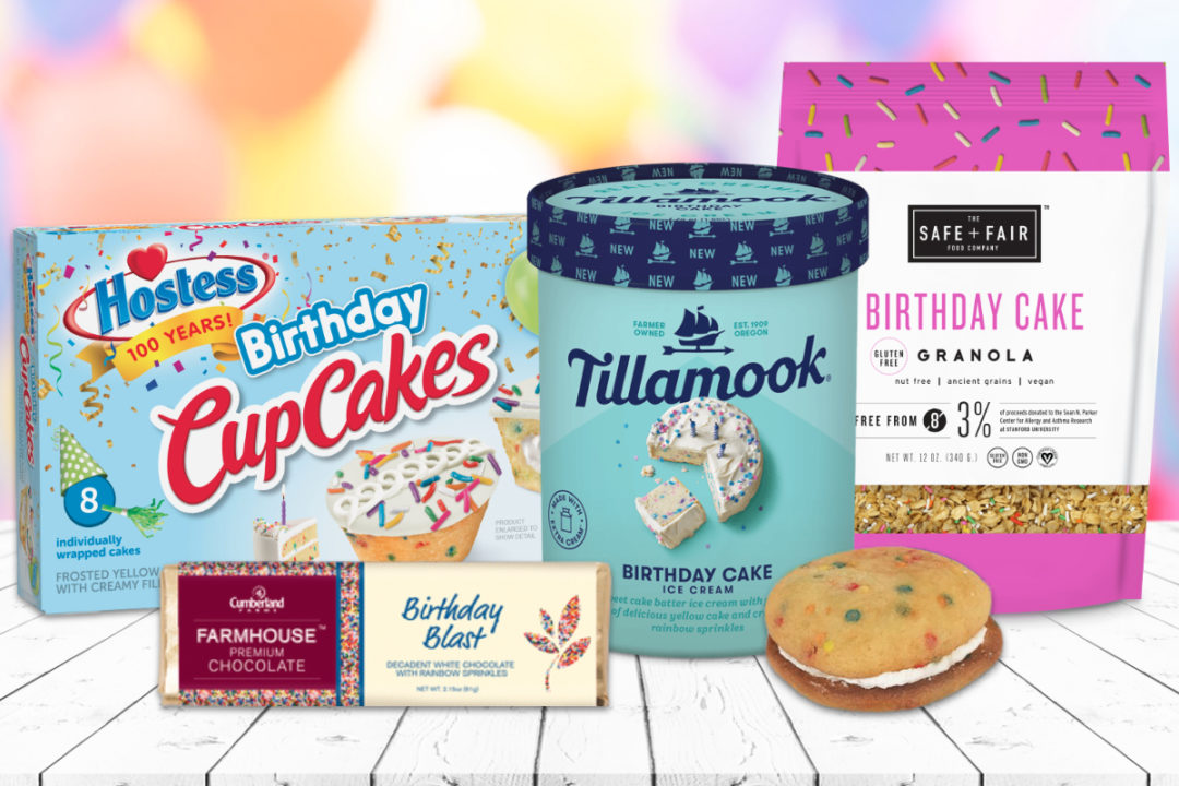 Birthday cake-flavored products