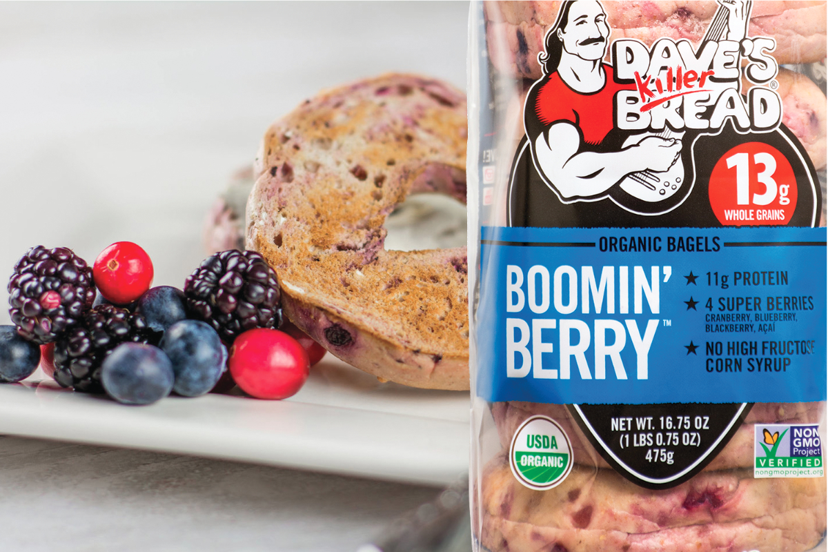 Dave's Killer Bread Boomin Berry bagels, Flowers Foods