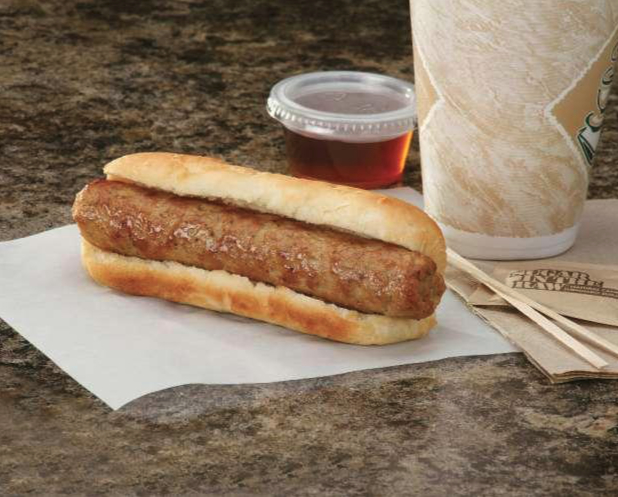 Jimmy Dean Maple Breakfast Sausage Roller Grill Link with Gonnella Baking Co. biscuit bun
