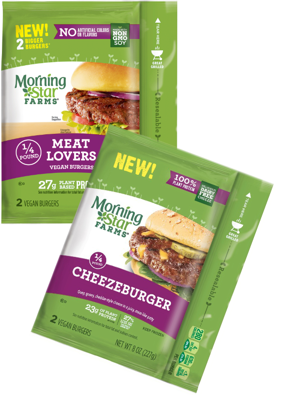 MorningStar Farms Meat Lovers Vegan Burger and Cheezeburger, Kellogg