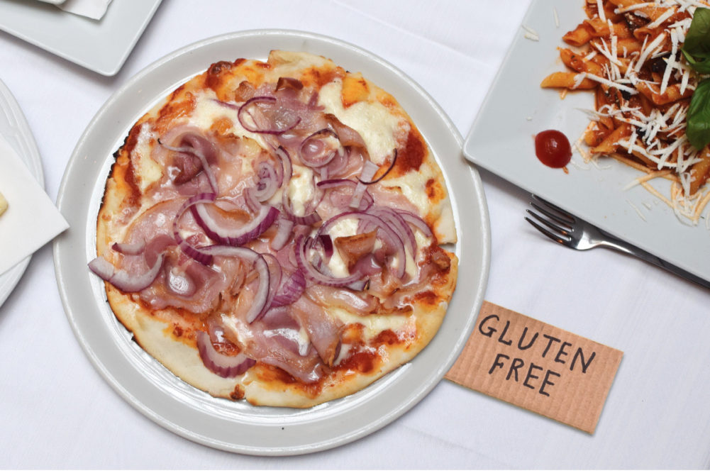 Gluten-free pizza at a restaurant