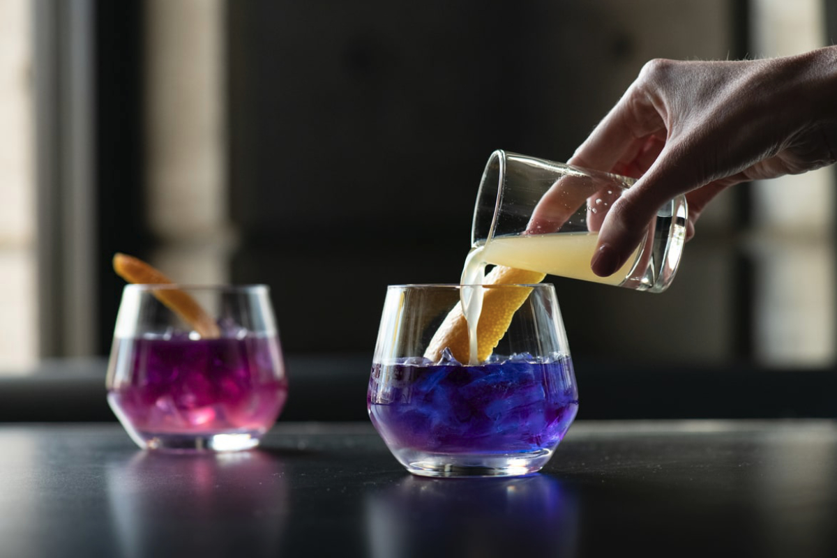 Yard House magic color-changing margarita with butterfly pea flower