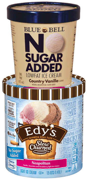 No sugar added Edy's and Blue Bell ice cream