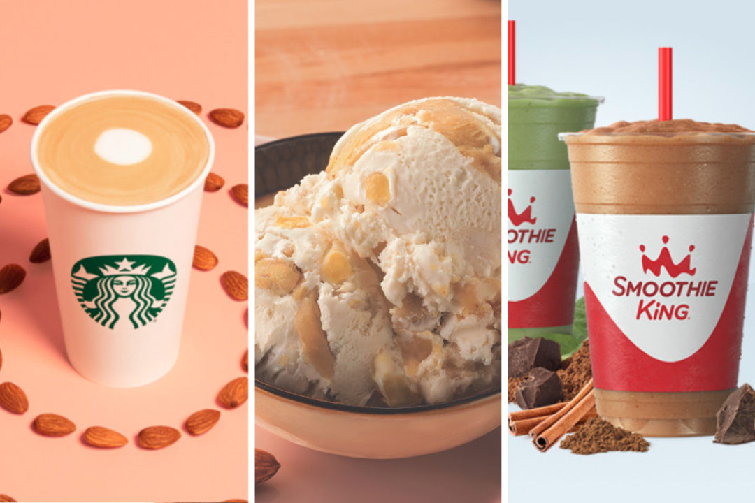 New menu items featuring almonds from Starbucks, Baskin-Robbins and Smoothie King