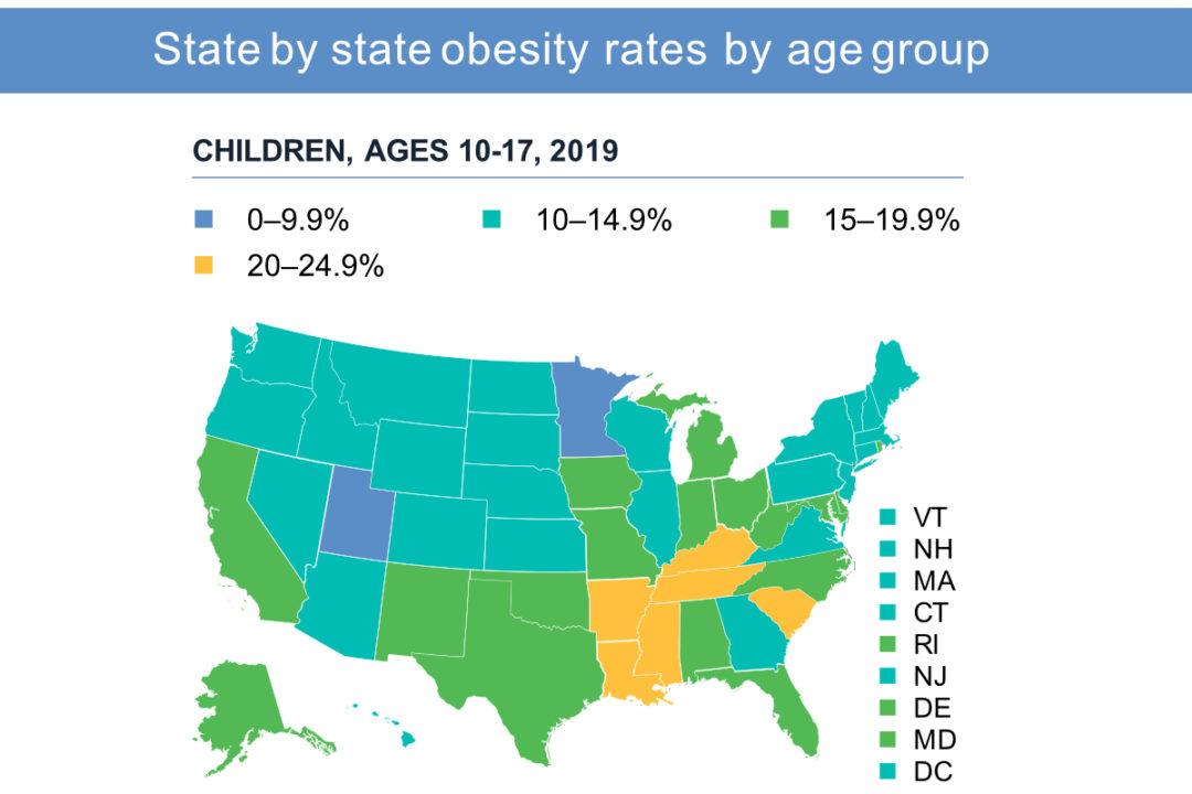 State by state obesity rates by age group map