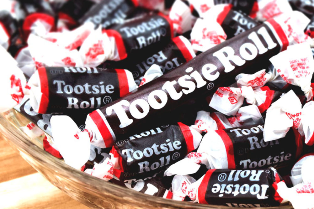 Tootsie Roll candies in a bowl