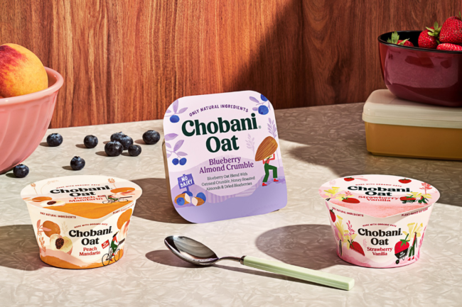 Chobani strawberry and peach yogurt