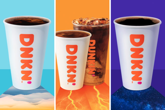 Dunkin' Extra Charged Coffee, Explorer Batch coffee and Dunkin' Midnight coffee