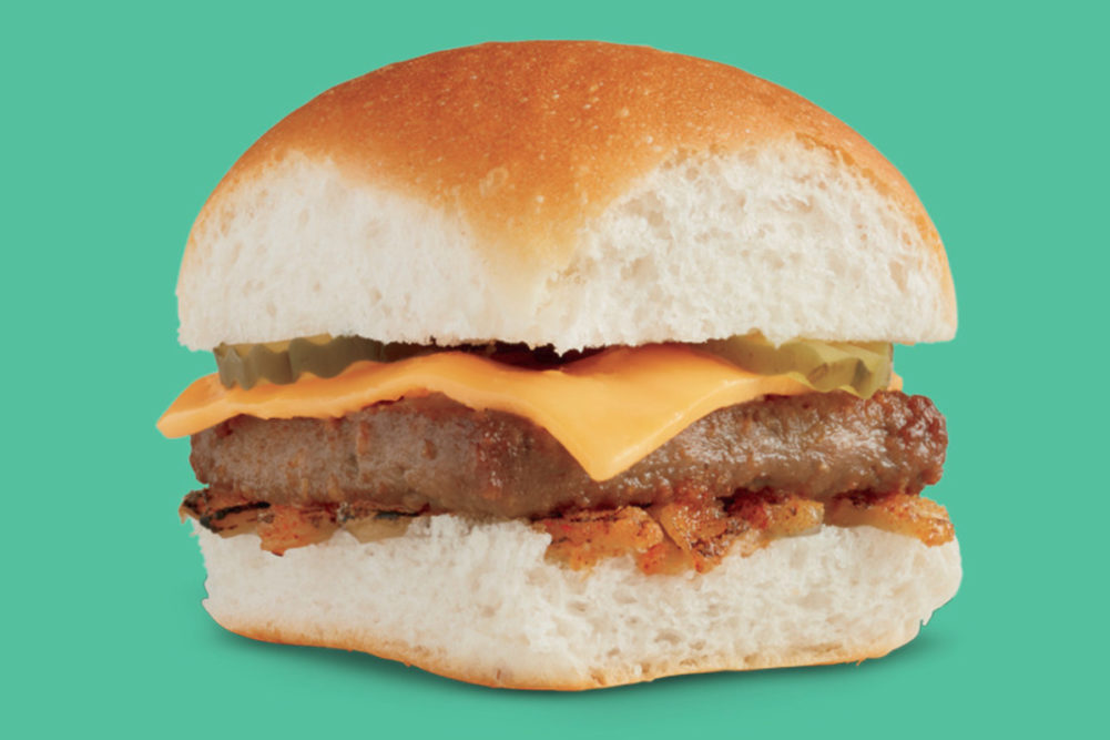 White Castle slider with plant-based cheese