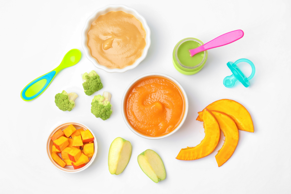 healthy baby food, fruit and veggies