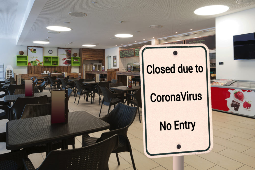Closed restaurant due to coronavirus