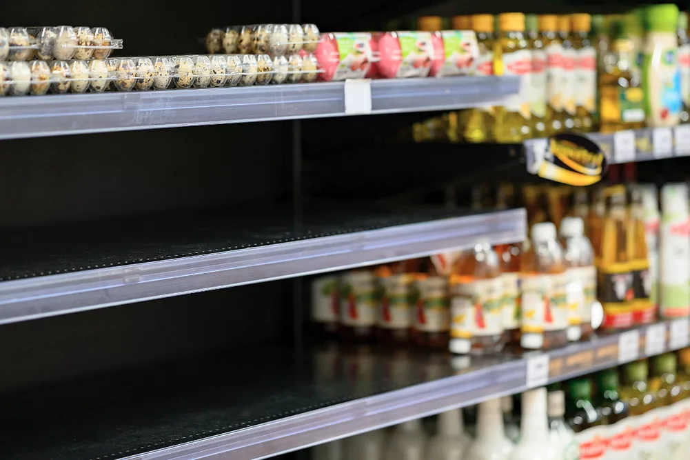 Empty supermarket shelves
