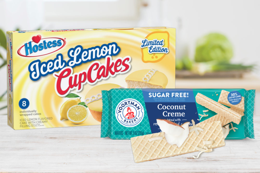 Hostess Iced Lemon CupCakes and Voortman sugar-free coconut creme wafer cookies