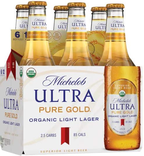 Michelob Ultra Pure Gold feito com cevada e arroz orgânicos