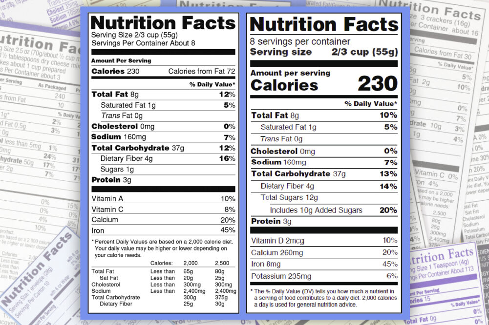 Old vs new nutrition facts label