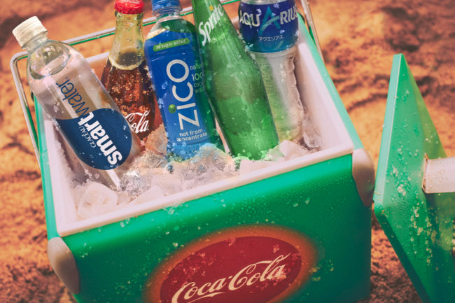 Coca-Cola beverages in a Coca-Cola cooler