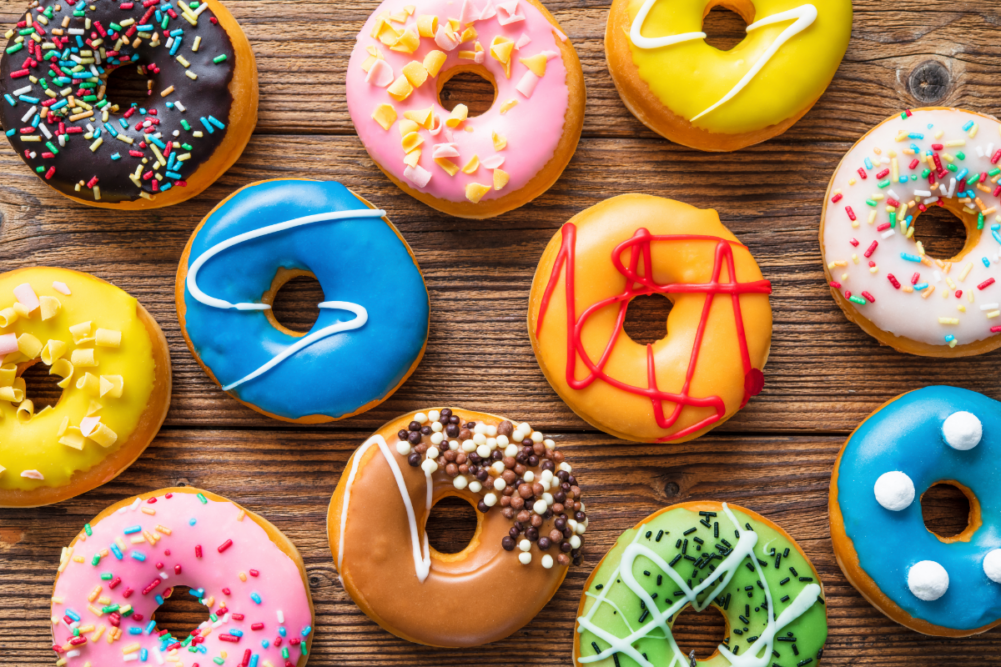 Donuts with colorful icing