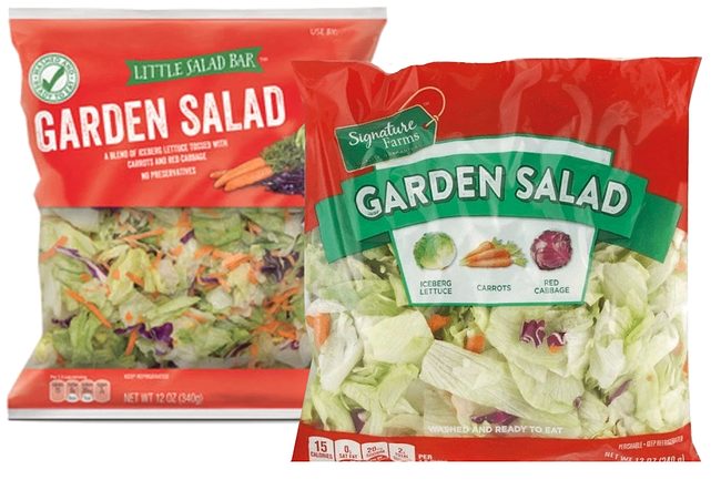 Garden salads from Aldi and Jewel-Osco