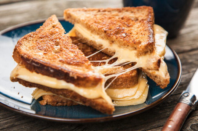 Grilled cheese with stretchy cheese