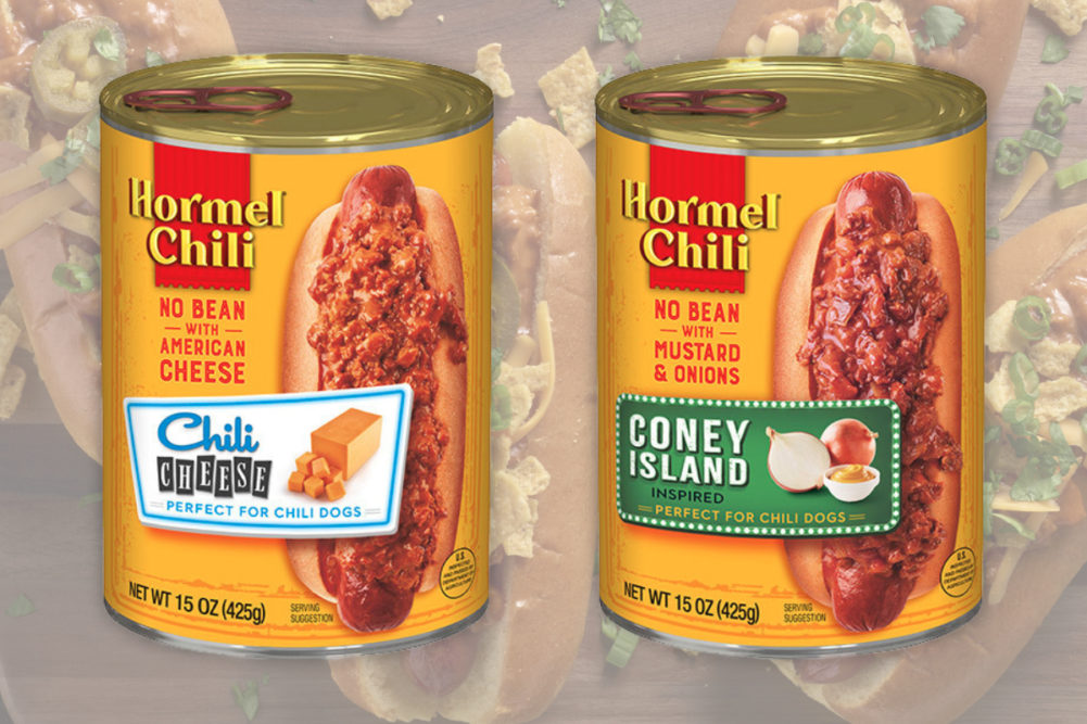 Hormel Chili Cheese and Coney Island Chili for hot dogs