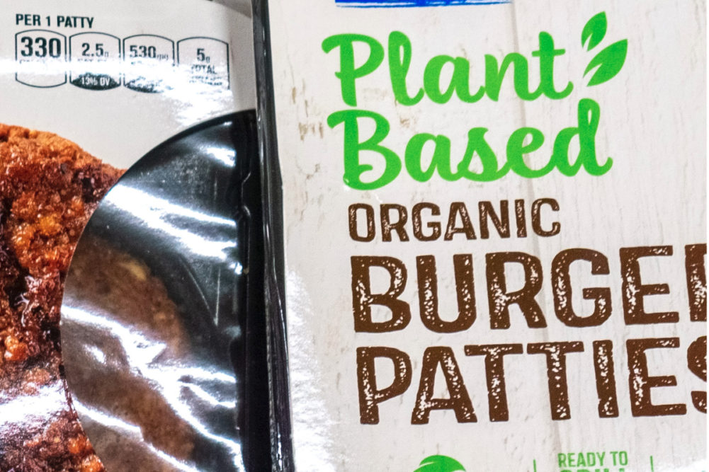 Plant-based burger patty label