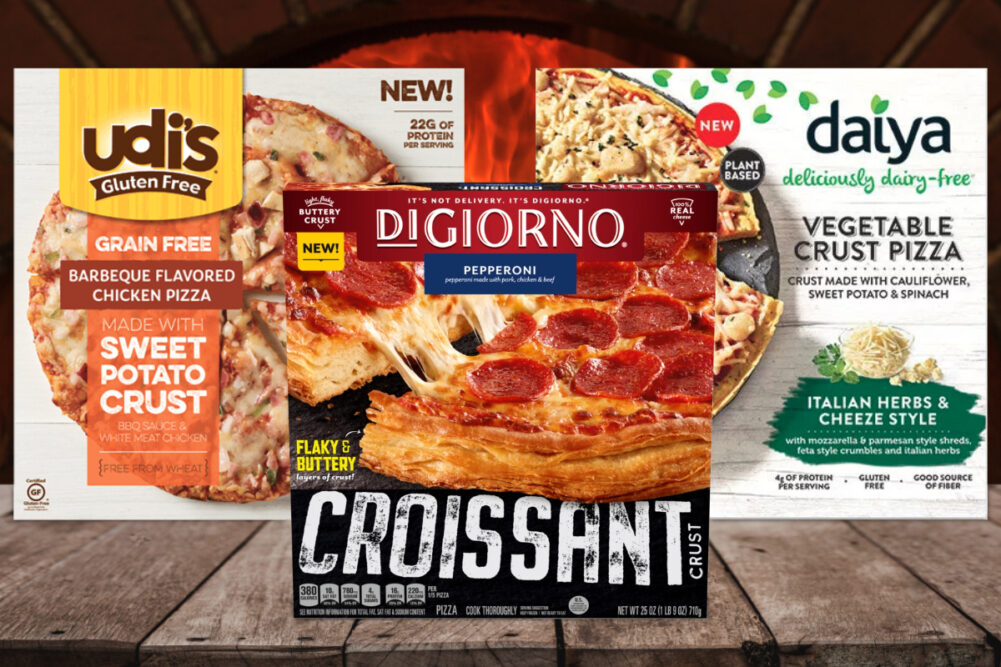 Udi’s Sweet Potato Crust Pizzas, DiGiorno Croissant Crust Pizza and Daiya Vegetable Crust Pizzas