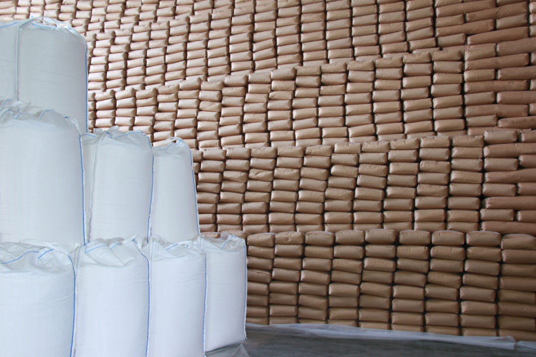 Sugar bags in warehouse