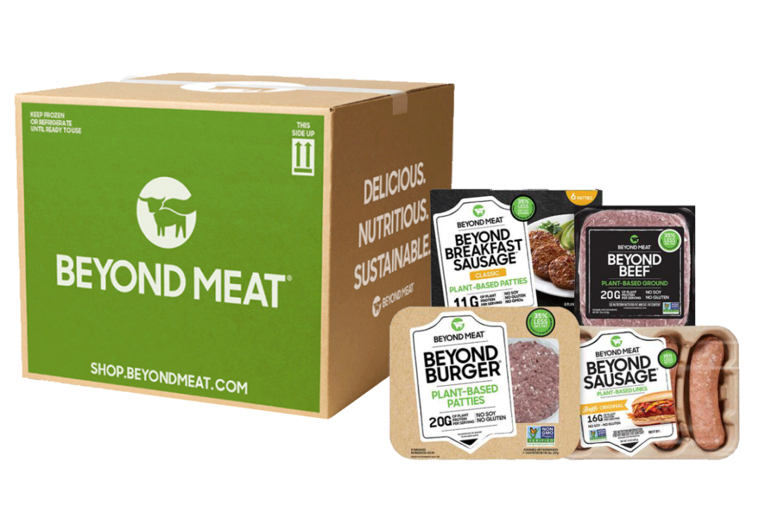 Shipping box containing Beyond Meat products
