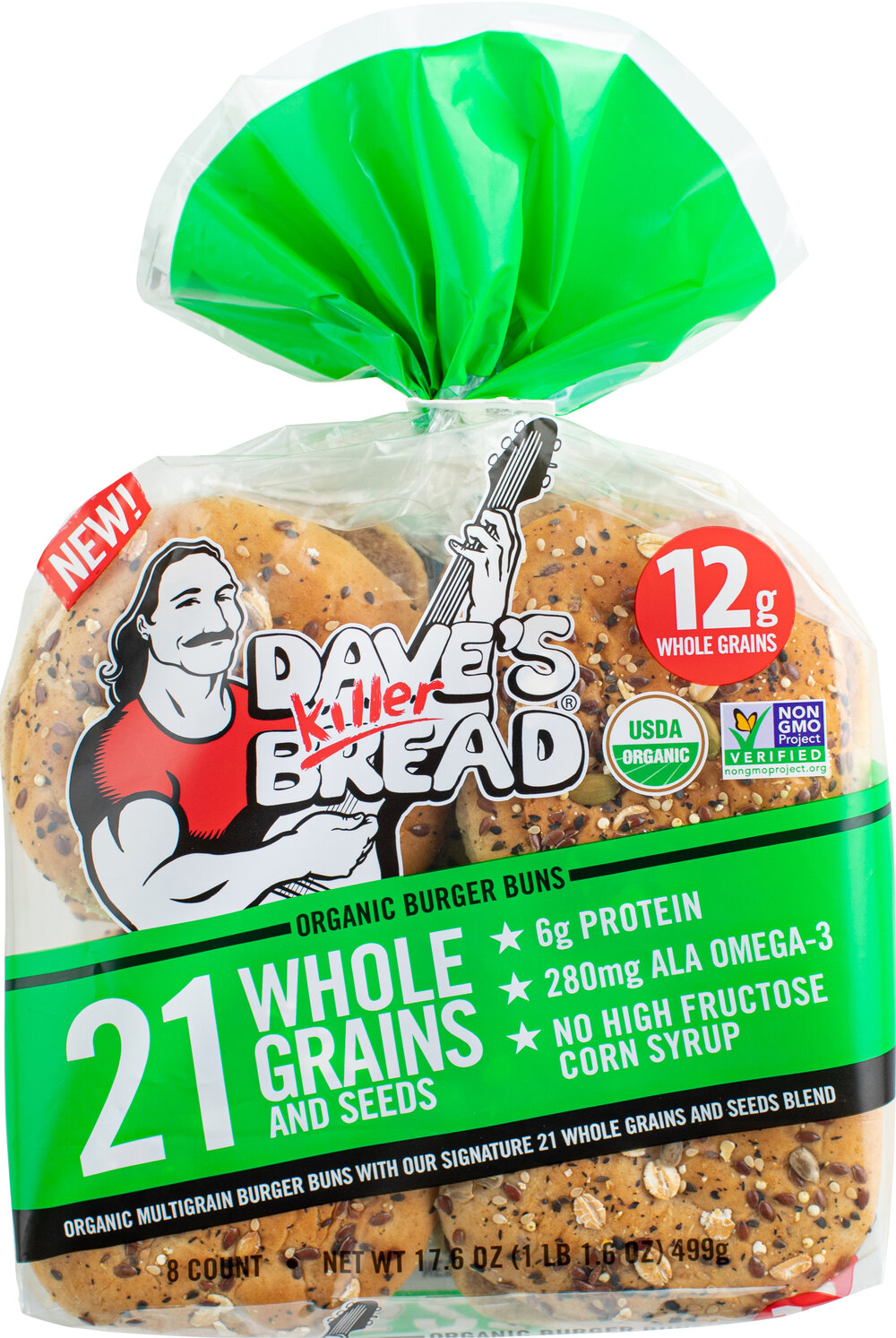 Hamburger buns from Dave's Killer Bread