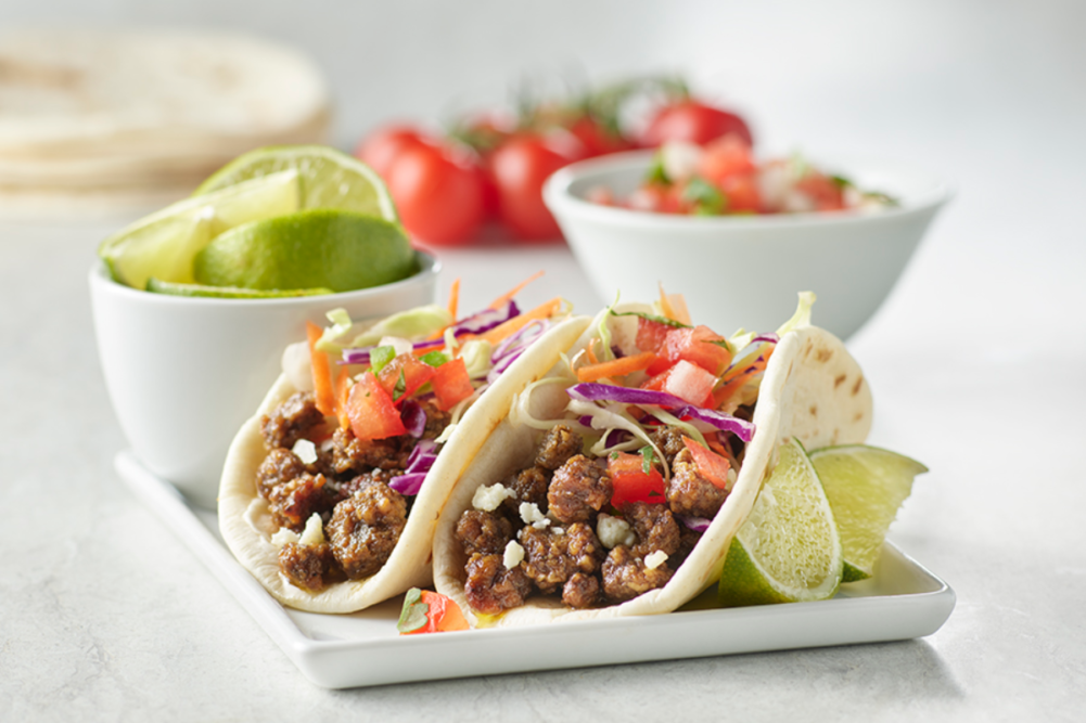 Taco made with plant-based meat alternative