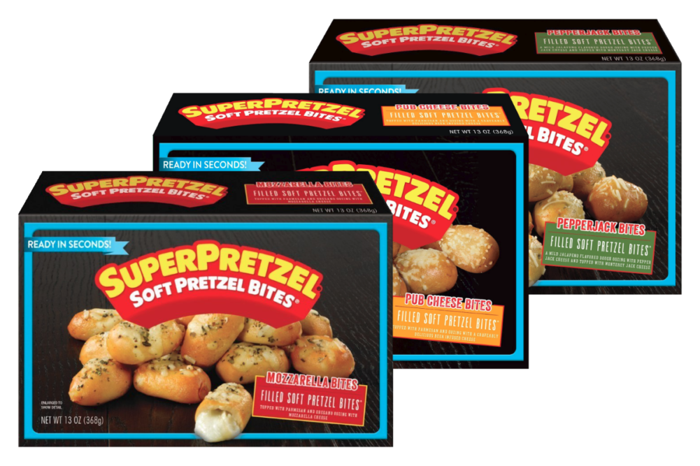 Superpretzels cheese-filled pretzel bites from J&J Snack Foods Corp.