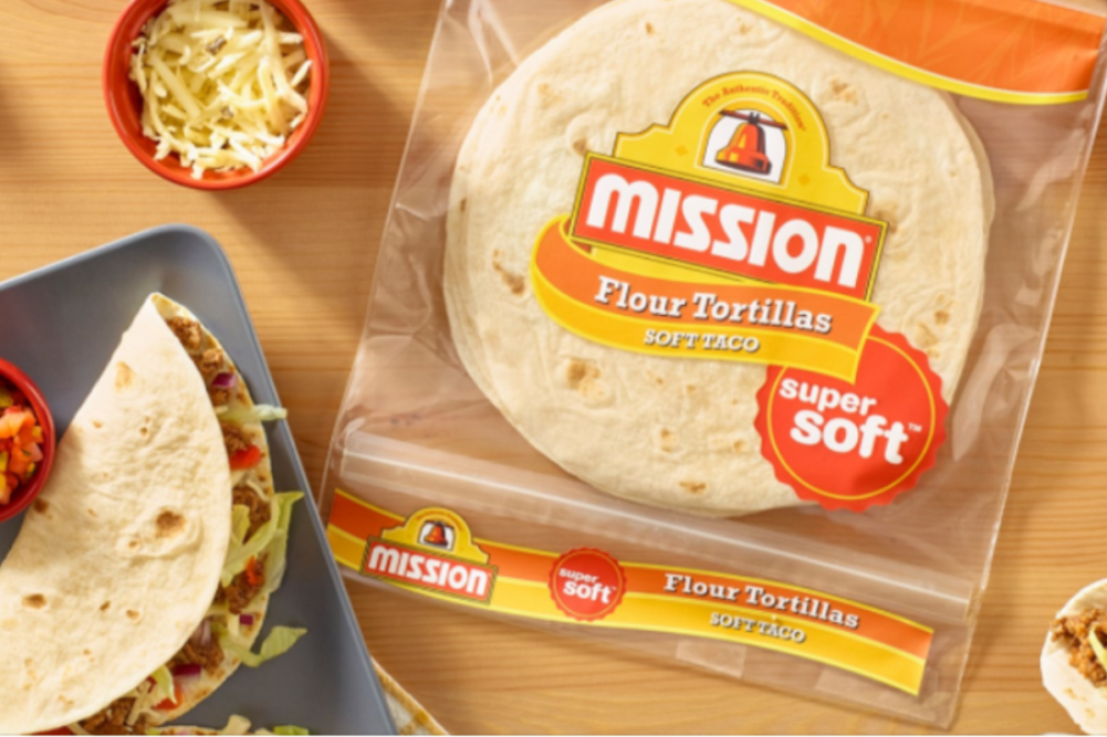 Bag of Mission Foods flour tortillas with tacos