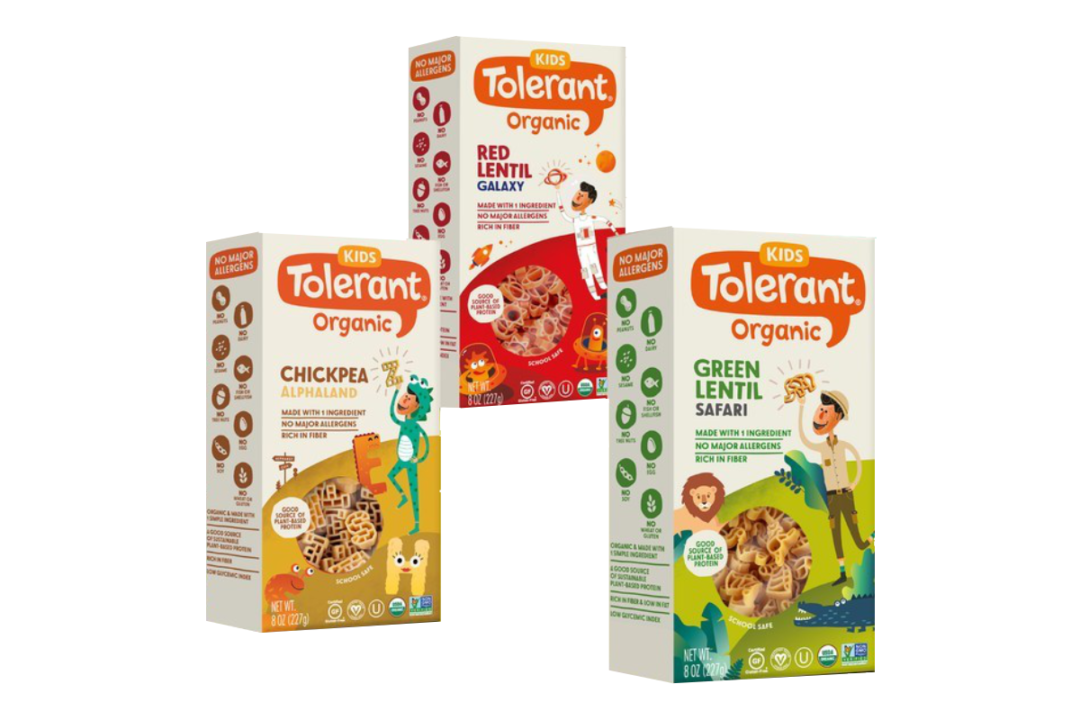 Tolerant organic pasta for kids