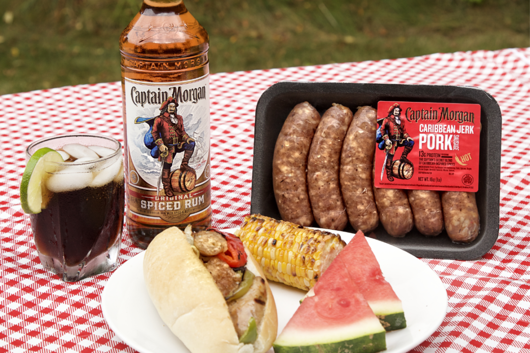 Caribbean jerk pork sausage from Captain Morgan and 3 Little Pigs