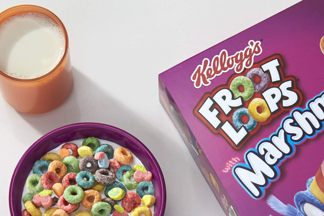 Froot Loops cereal box and bowl