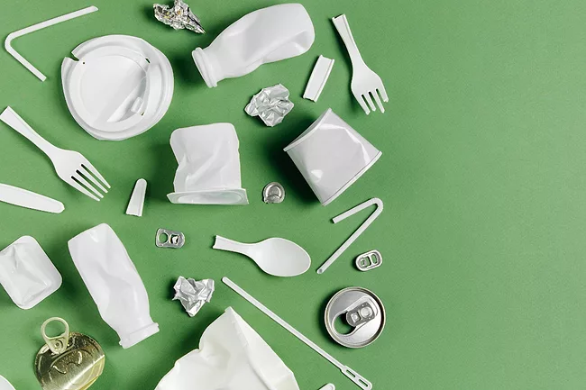 Plastic food packaging waste