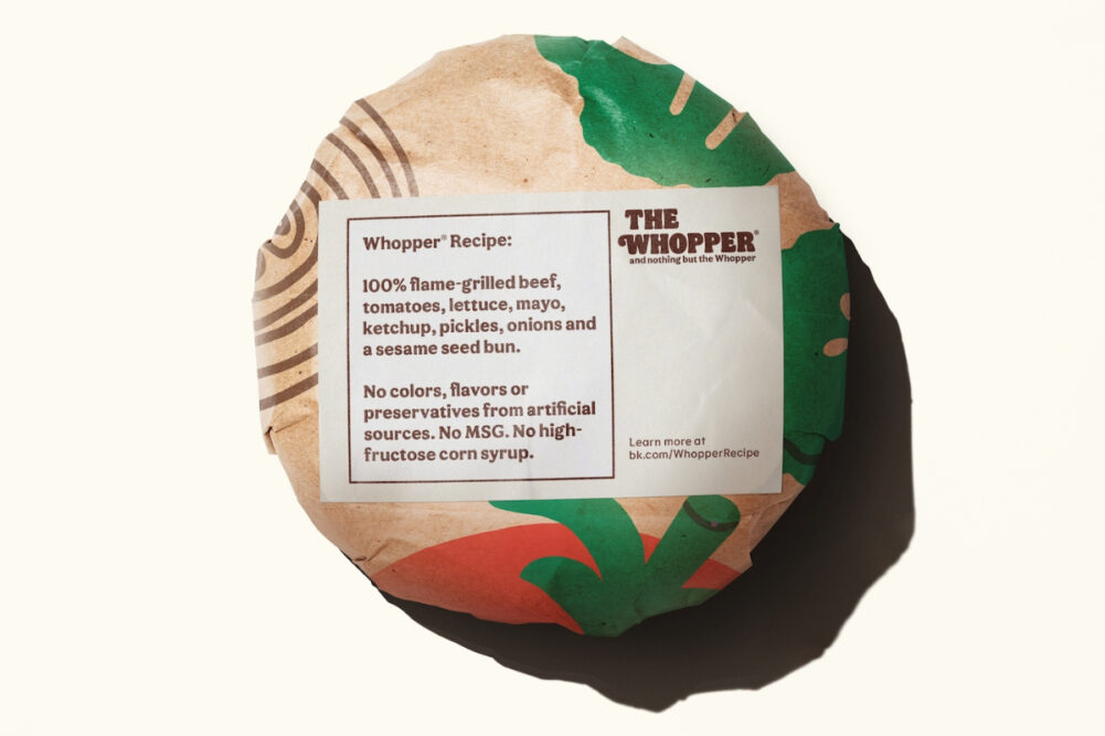 Burger King Whopper with no artificial colors, flavors and preservatives