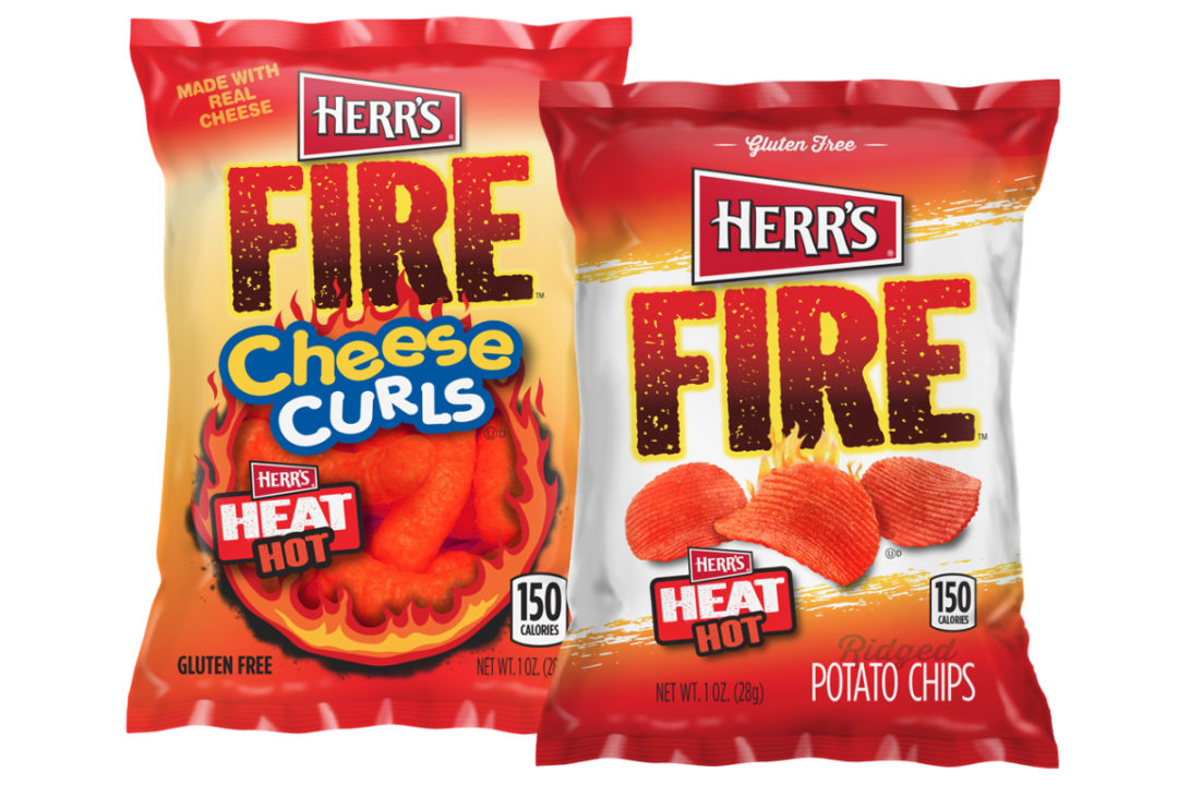 Herr’s Fire Ridged Potato Chips and Herr’s Fire Cheese Curls