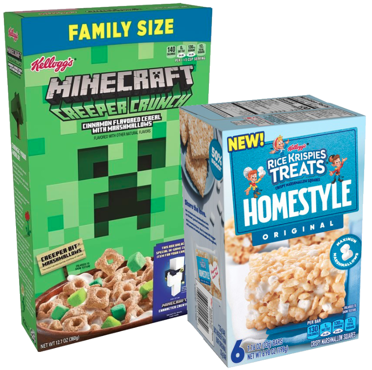 Kellogg Minecraft cereal and Rice Krispies Treats Homestyle