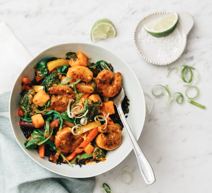 New Wave Foods Buddha Bowl made with plant-based shrimp