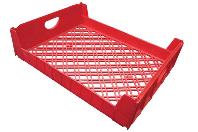 Red plastic tray