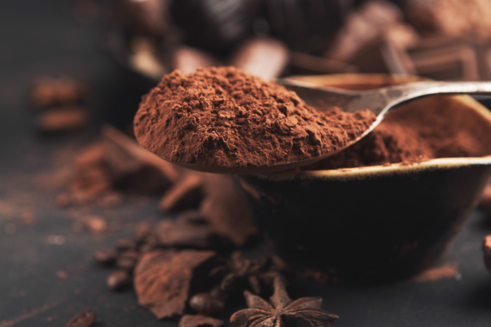 Cocoa in a bowl with crushed chocolate