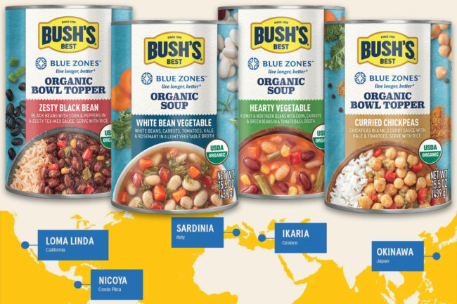Bush’s and Blue Zones organic bowl toppers and soups